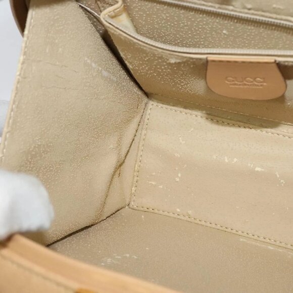 GUCCI Hand Bag Leather 2way Beige Gold 000 781 0235 Auth SW973 - Picture 13 of 16